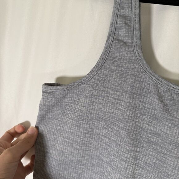 Athleta Tank Top Women's XL Grey Ribbed Scoop Neck Athletic Fitted - Picture 6 of 9